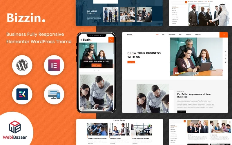 Bizzin Fexible and Powerful Business WordPress Theme. Dedicated to all kinds of Web Agencies and those are in information technology indursty. Templates come with very powerfull features and create pages with very and website customize easily with the Drag  Drop and responsive and pixel perfect Page Elementor Builder (Elementor…