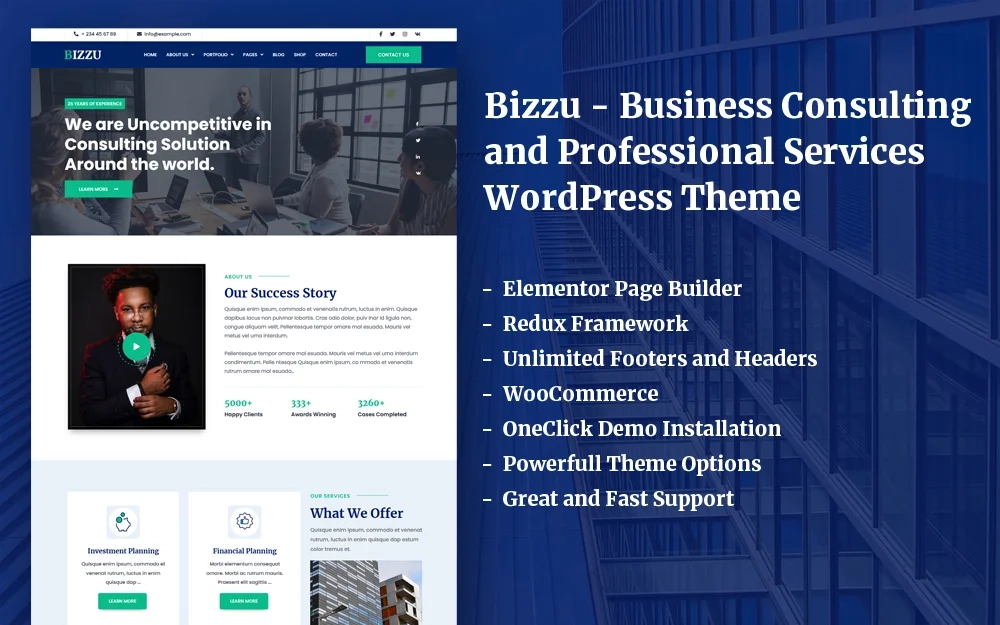 Bizzu is Business Consulting and Agency for WordPress theme