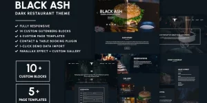 The Black Ash Theme for WordPress is perfect for any restaurant that wants to build a website with elegance and sophistication. Black Ash is a premium dark theme for WordPress that helps you create a striking and elegant website for your restaurant. With 14 ready to use