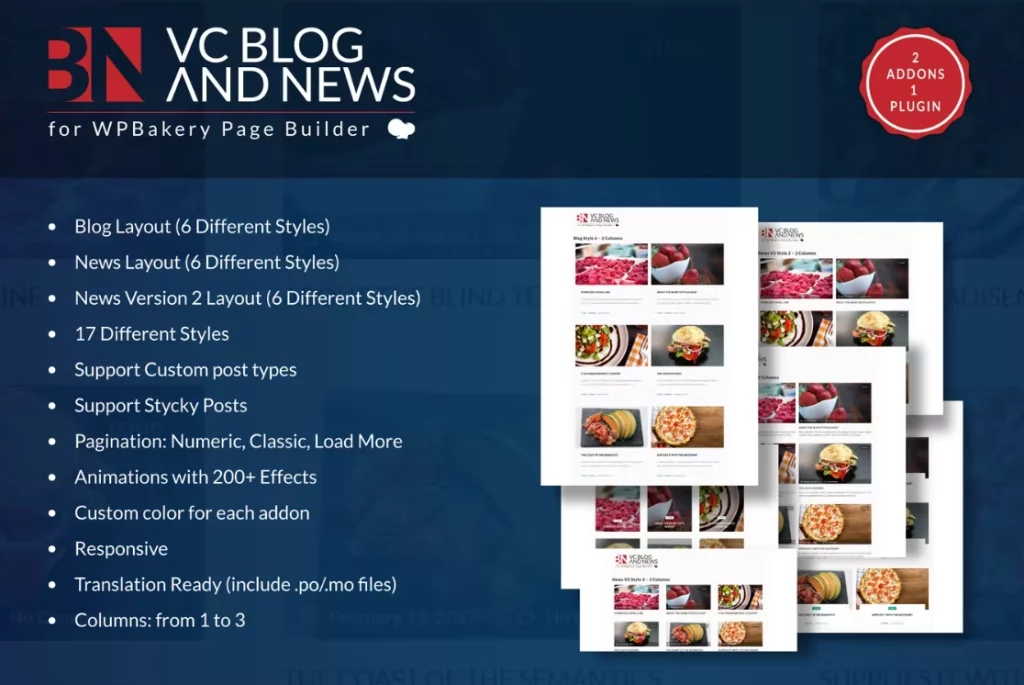 Welcome to Blog and News Addons for WPBakery Page Builder. With this awesome plugin you can build your blog and news layout in 1 minute using WPBakery. In this plugin are included 17 addons with 17 different styles Features Blog and News Addons: Addons For WPBakery Blog Layout (6 Different…