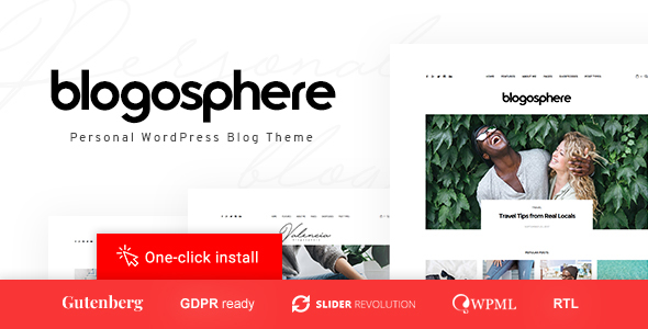 Introducing Blogosphere Multipurpose Blogging Theme Check out the Blogosphere Multipurpose Blogging Theme! This theme is packed with fantastic features and endless customization options to help you create the perfect blog. It's highly versatile and works great for any type of blog