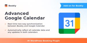 With Advanced Google Calendar add-on you’ll get a full bidirectional synchronization between Bookly Calendar and Google Calendar so that you’ll always be able to see and manage all appointments in both calendars. Bookings made via Bookly will be instantly copied to your Google Calendar and new events