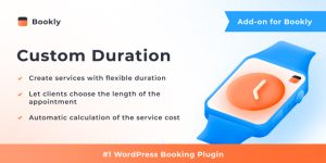 Bookly Custom Duration add-on enables your clients to decide for how long they want to book an appointment. Should they prefer a continued meeting with you or reserve a conference room beyond the default service duration - let them make the choice!