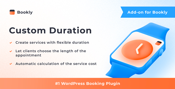 Bookly Custom Duration add-on enables your clients to decide for how long they want to book an appointment. Should they prefer a continued meeting with you or reserve a conference room beyond the default service duration - let them make the choice!