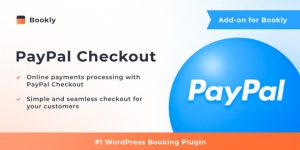 Bookly PayPal Checkout add-on allows your client to use the PayPal Checkout payment method. This plugin is an add-on that requires the Bookly PRO installed and activated.