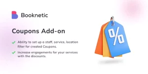 Effortlessly create and manage discount coupons with Booknetic – Coupons Addon. Seamlessly integrates with WordPress themes to attract customers and boost sales.