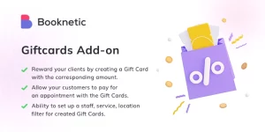 Enhance your booking system with Booknetic – Giftcards Addon. Effortlessly create