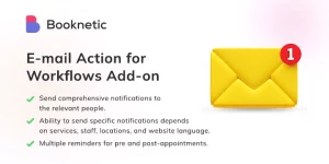 Automate email notifications and enhance your WordPress booking system with Booknetic. Keep customers and staff informed effortlessly—try it today!