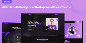 Discover Braine - the ultimate Digital AI Tech Software WordPress Theme! With its sleek design