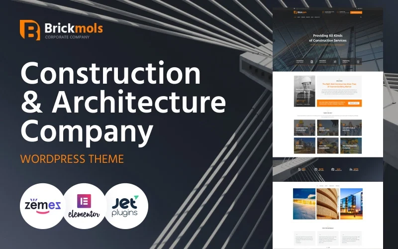 A template for construction company must be solid and trustworthy. Brickmols is just what you seek for - it matches all the requirements for an engineering and architecture firm. The slider on the top of a page attracts attention