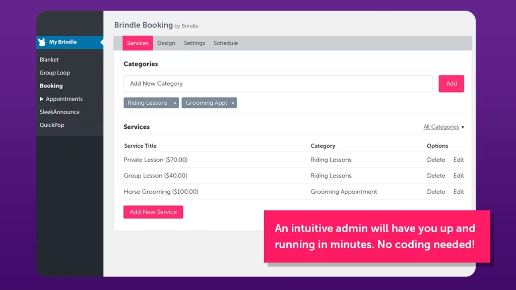 Brindle Booking lets your site visitors book appointments