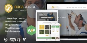 The "Bugspatrol" WordPress theme is designed for pest control service companies. It features a modern and clean design