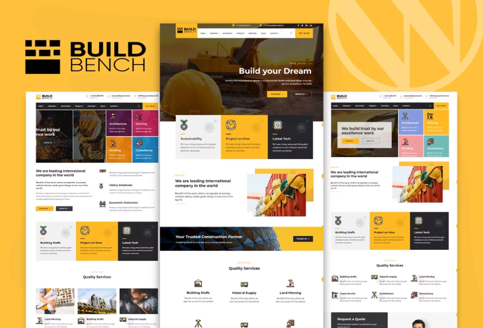 Buildbench is a professional business theme for Building Services