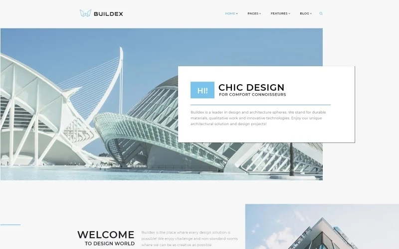 Buildex is a fully responsive architecture WordPress theme with a valid  clean code