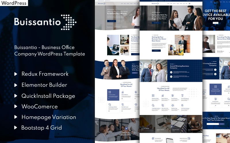 Buissantio is a Responsive WordPress Theme perfectly adequate for companies related to business