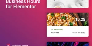 This is a business hours widget for the Elementor Builder. The widget displays the schedule of the company in real-time