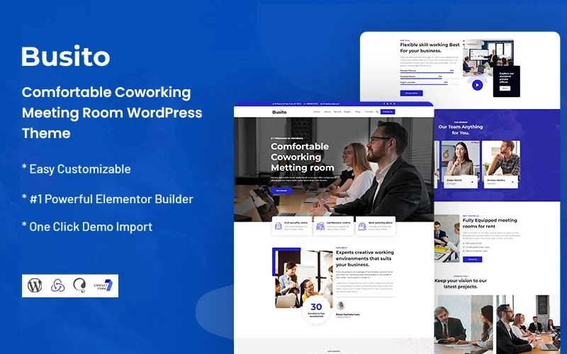 Busito - Comfortable Coworking Meeting Room WordPress Theme. Worried about getting your next meeting room idea off the ground? Meet Space is a WordPress theme that lets you focus on your project while giving you a functional and flexible space to work. This is an intuitive theme with a variety…