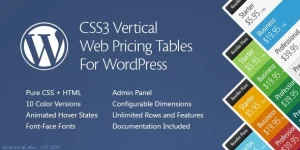 Elevate your WordPress site with CSS3 Vertical Web Pricing Tables! This pure CSS3 plugin features an intuitive admin panel