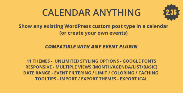 Elevate your WordPress site with Calendar Anything! Easily show custom post types in a calendar view with powerful features and seamless integration.