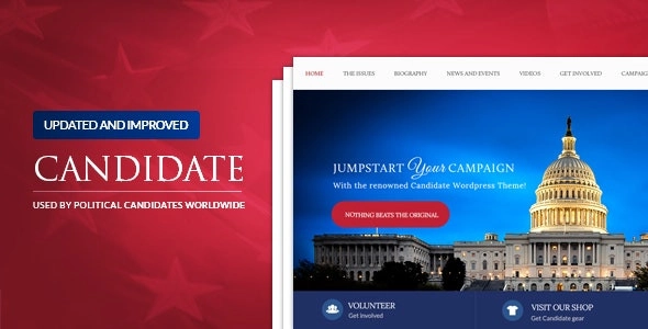 Candidate is a political WordPress theme which was specifically designed to launch websites related to politics