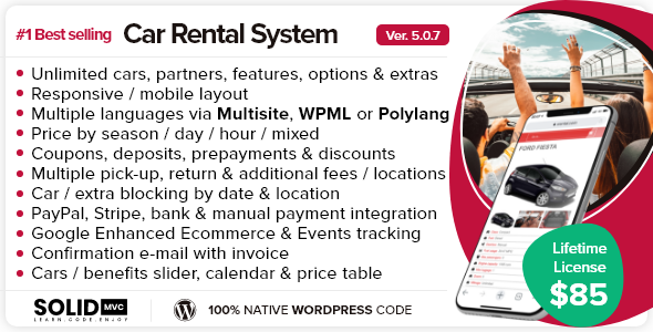 Manage your car rental business seamlessly with the Car Rental System – Native WordPress Plugin from CodeCanyon. Unlimited premium WordPress downloads at Bevaultx!