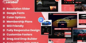 Car-O-Bar Car Dealer WordPress Theme is here to showcase your classic cars with stylish appearance of the theme. It's an all-in-one marketplace for selling and buying new cars and old/used cars