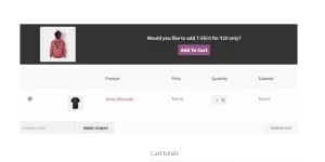 Cart Upsell for WooCommerce plugin offer the most relevant products at the perfect time in the order process. This extension allows you to display simple products as an upsell on the cart page without interruption based on conditions you select.