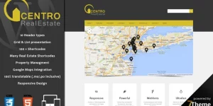 Centro is a fully responsive WordPress Real Estate theme with extensive options and functions. It gives you powerful options for displaying your properties and communicating with potential buyers. It comes with lots of features like advanced property search