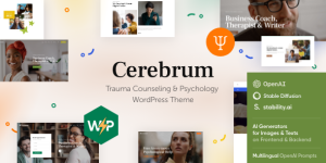 Cerebrum - Trauma Counseling  Psychology WordPress Theme Looking to build a professional website for your mental health practice? The Cerebrum - Trauma Counseling  Psychology WordPress Theme might just be what you need! This incredible theme is specifically designed for therapists