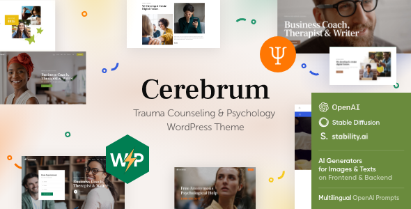 Cerebrum - Trauma Counseling  Psychology WordPress Theme Looking to build a professional website for your mental health practice? The Cerebrum - Trauma Counseling  Psychology WordPress Theme might just be what you need! This incredible theme is specifically designed for therapists