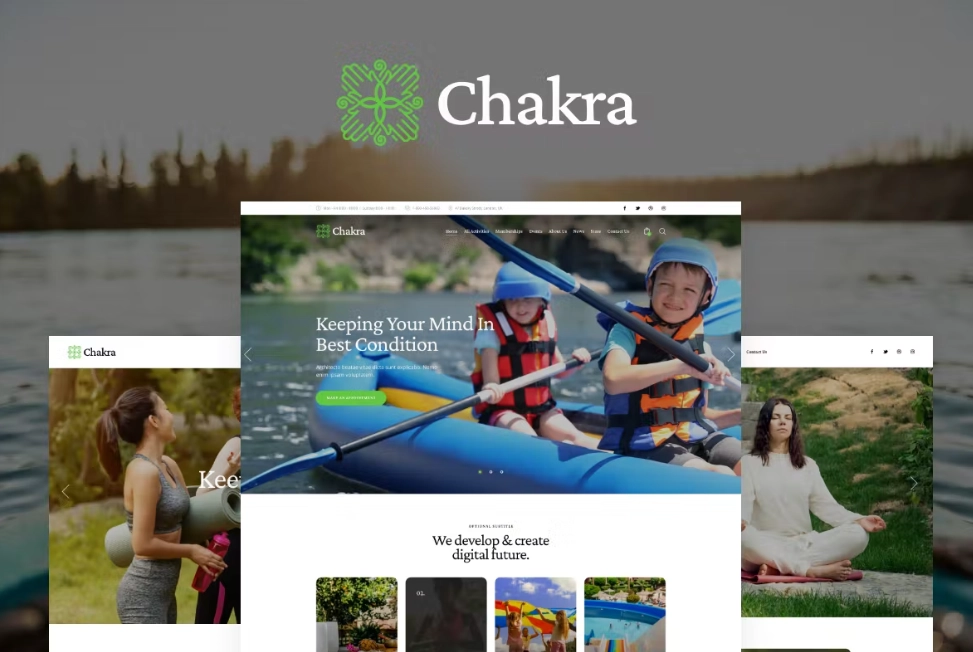 Retreat  Leisure Center WordPress Theme Chakra was built to serve a Retreat center