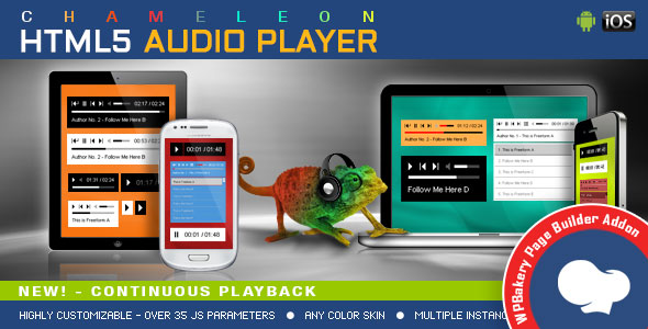 Enhance your site's audio experience with Visual Composer Addon Chameleon Audio Player. Get it free at Bevaultx! Easy