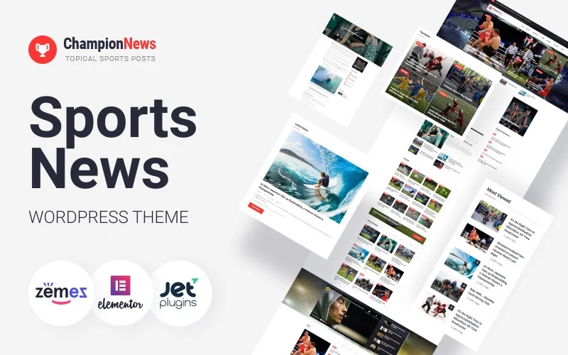 Meet this incredible ChampionNews WordPress Theme. With this outstanding theme you will be able to manage and customize your content with powerful drag and drop Elementor page builder. It allows setting up information without any coding skills. The theme contains groundbreaking set of Jet family plugins