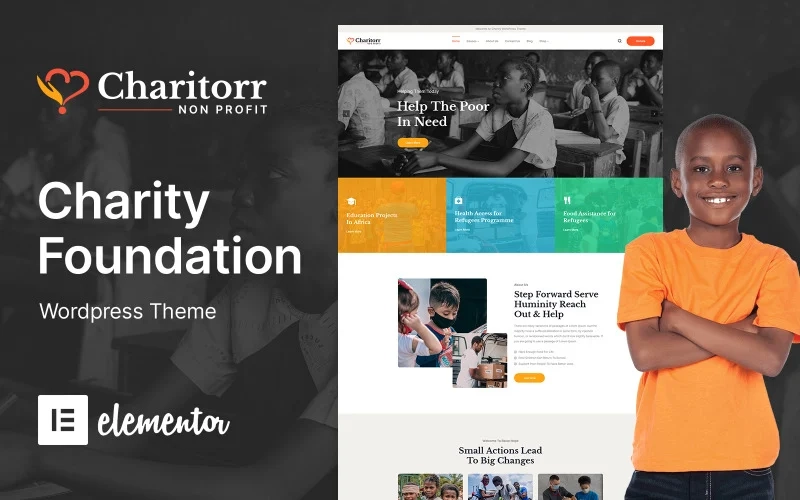 Charitorr is a flexible theme that fits very well with the modernization of charity and non-profit websites. This premium WordPress theme was built with SEO best practices in mind