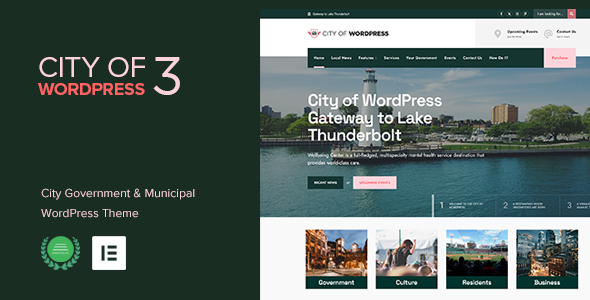 Discover City of WP Theme on Bevaultx! Designed for town  city gov services