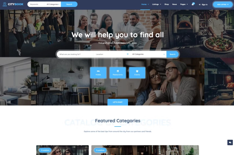 CityBook – Directory  Listing WordPress Theme is perfect if you like a clean and modern design. CityBook a listing directory theme that will help you create