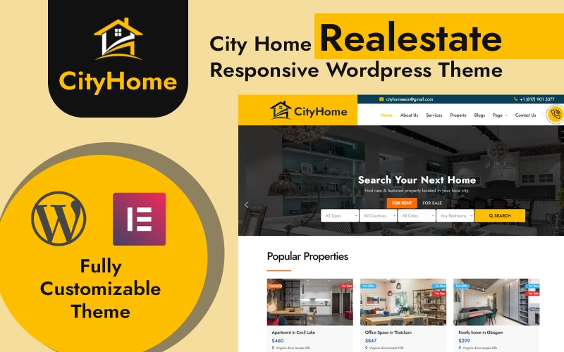 CityHome Responsive Wordpress Real Estate Template is built for web developers’ ease. The template is easy-to-customize and responsive in nature. The CityHome Real Estate Theme is perfect for real estate developers