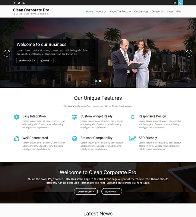 Clean Corporate Pro is a modern and interactive corporate WordPress theme with attractive elements for delightful experience in business and corporate websites. It is clean