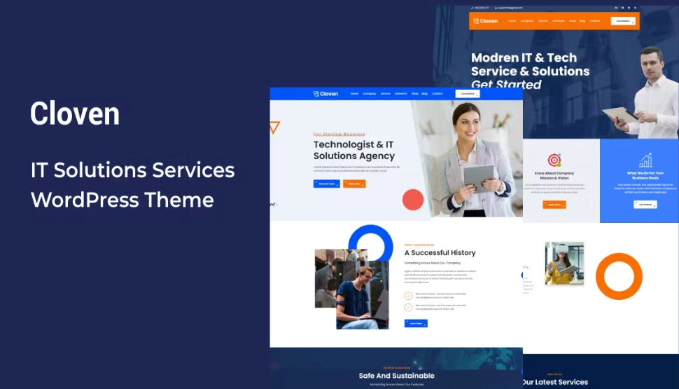 Cloven – IT Solutions and Services Company WordPress Theme which is perfectly suitable for the Agency