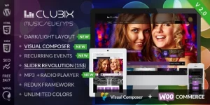 Clubix is a  responsive  wordpress theme
