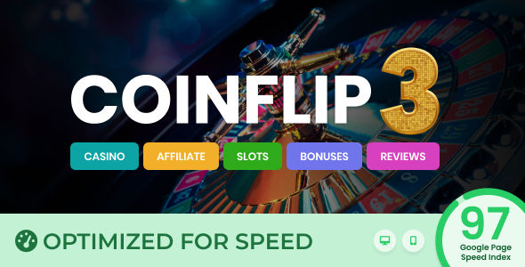 Coinflip is a professional WordPress theme for Casino Affiliate Blogs and Casino Enthusiasts ready to earn more from their Casino passion. Anyone can start a casino affiliate website and earn money by referring visitors to real casino websites. Perfect for: Casino Affiliates