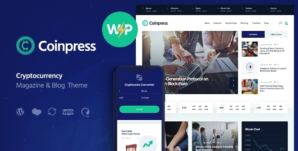 Coinpress is a multi-purpose CryptoCurrency WordPress Theme. It is powerful