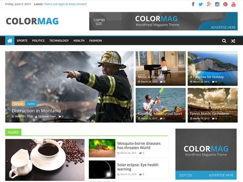 ColorMag helps you to create your blog or magazine site with ease. Perfect for news