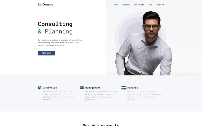 Surprise your clients with Commus theme. You will be able to create a professional website dedicated to business consulting services easily and quickly with this theme. It will be possible to use pre-designed pages