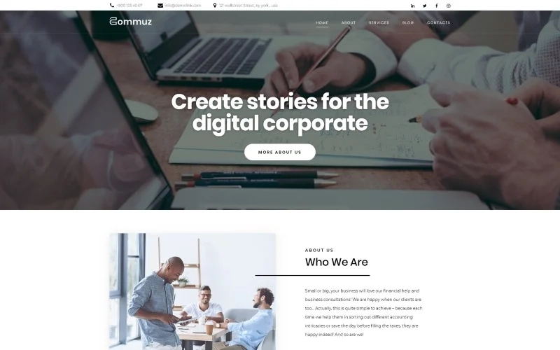 Present your business consulting company in an appropriate way with Commuz theme. There are pre-made pages