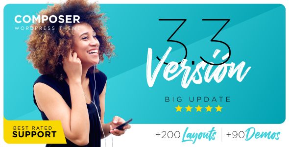 Get Composer WordPress Theme via Bevaultx! Enjoy 100+ layouts