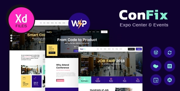 Create stunning event websites with Confix - Expo  Events WordPress Theme. Modern design