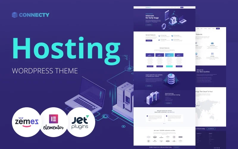 Connecty is a great WordPress theme for companies presenting hosting