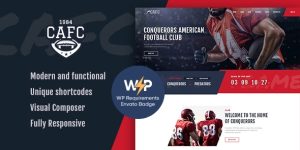 Conquerors - American Football Club WordPress Theme Meet the ultimate sports theme for American football fans - the Conquerors American Football Club! This WordPress theme is designed to cater to the needs of football clubs