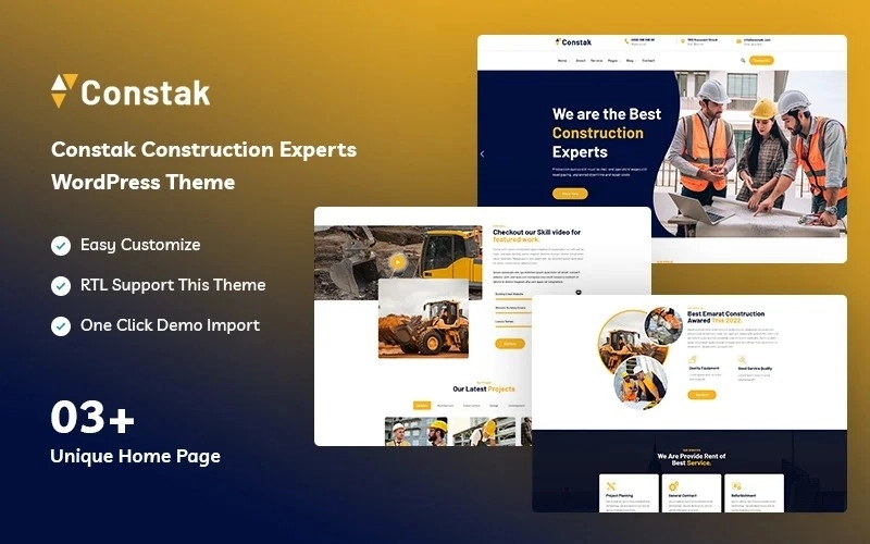 Constak is a construction WordPress theme. a beautiful WordPress theme for construction companies